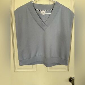 Sundry Periwinkle Cropped Sweatshirt Vest Size Large V Neck Sleeveless Pullover